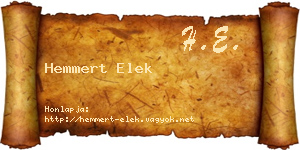 Hemmert Elek névjegykártya